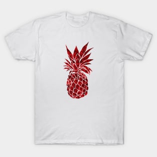 Cute Tropical Pineapple Red Flowers T-Shirt